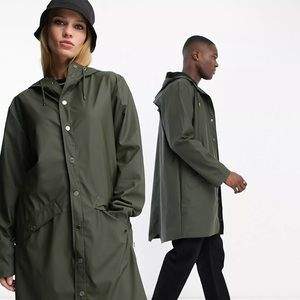 NWT RAINS UNISEX LONG JACKET - EVERGREEN (MSRP $125) Size Medium 12020